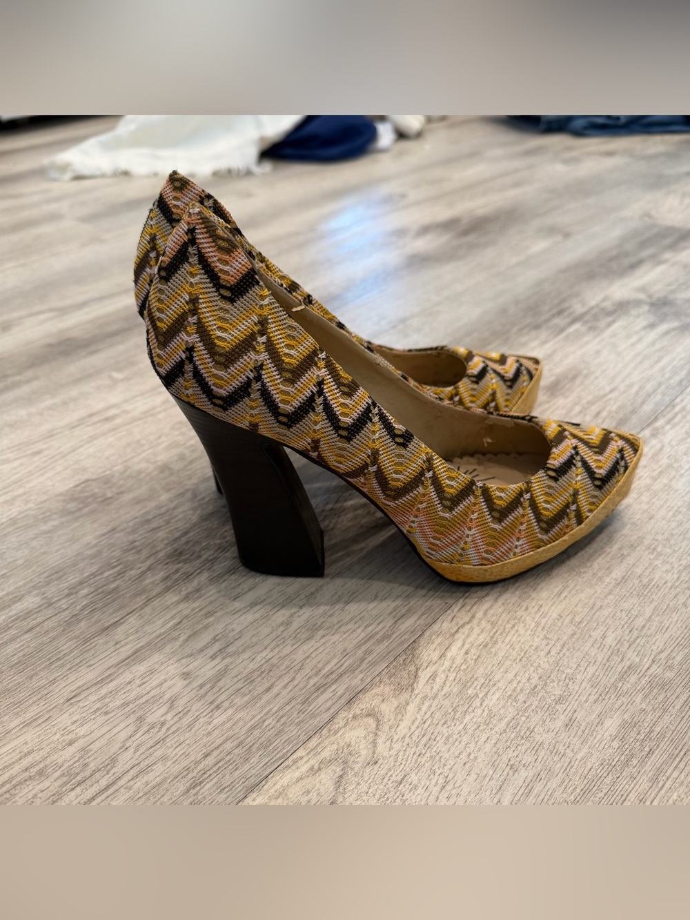 Naughty Monkey Patterned Platform Heels Size 7.5 Boho Retro